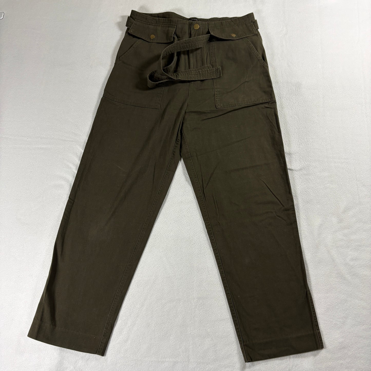 Banana Republic Womens Utility Pants Size 10 Olive Green Belted Casual Cotton
