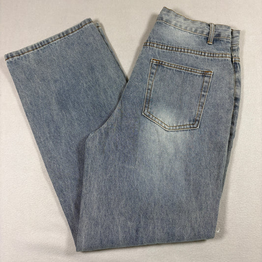Womens Light Wash Distressed Baggy Jeans Size 14 Grunge Y2K Vintage Ripped Denim