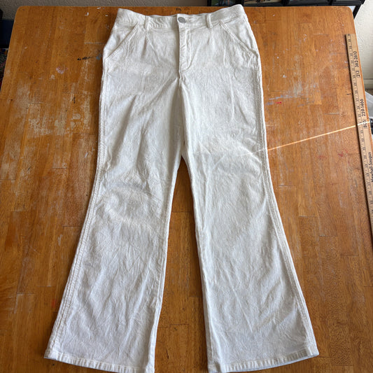 Corduroy Flare Pants High Rise Wide Leg Cream Tag 12P Fits Like 31X28 Retro