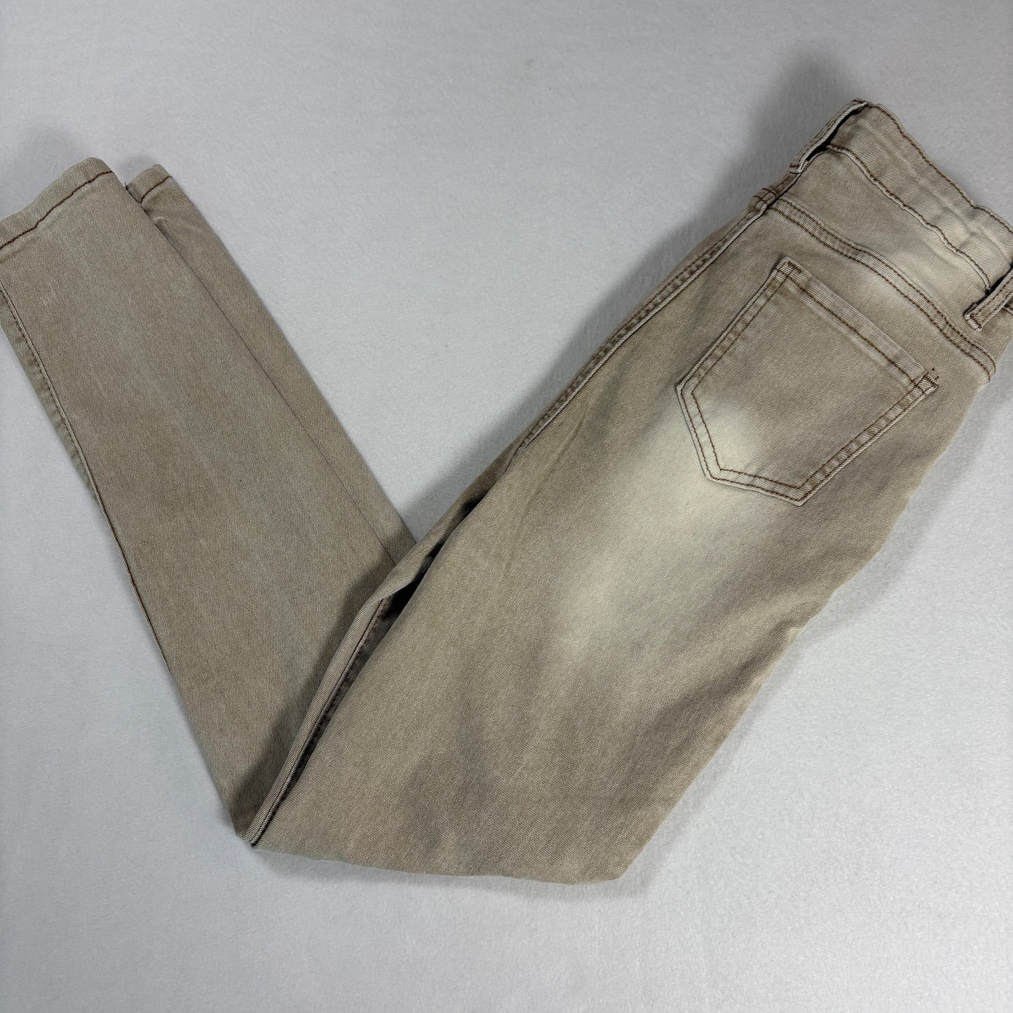 Womens Jeans Size 7 Beige Distressed High Rise Skinny Y2K Vintage Neutral Denim