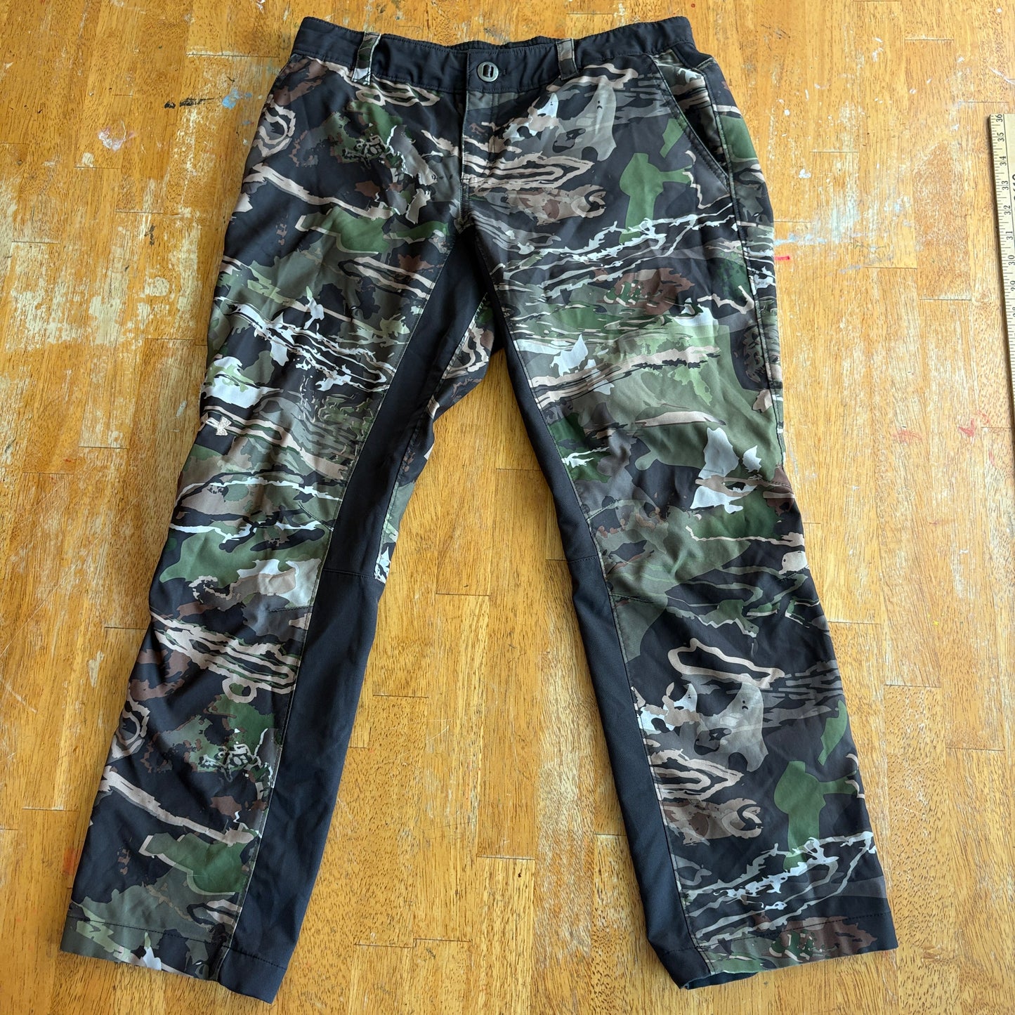 Camo Hunting Pants Tactical Outdoor Under Armour 10 Fits Like 30X26 Stretch