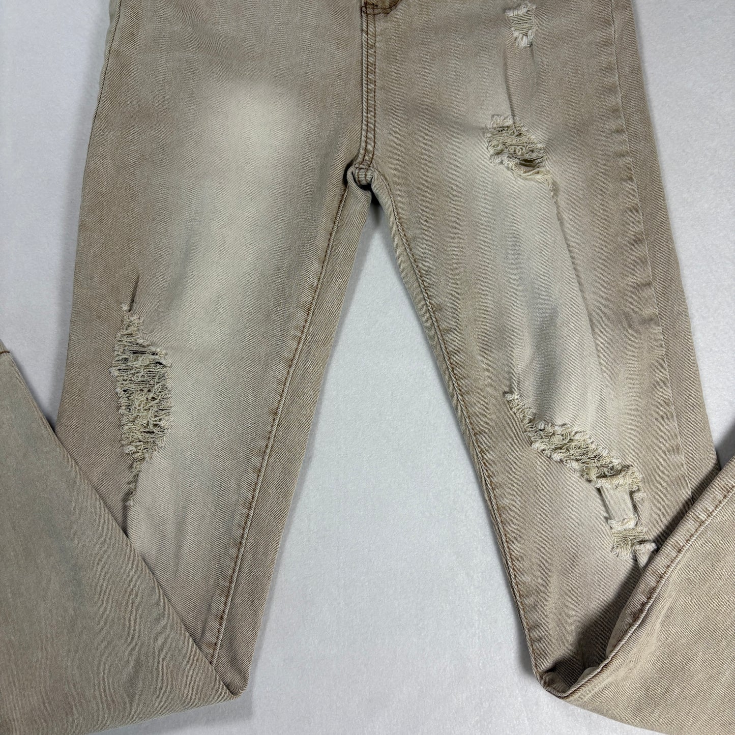 Womens Jeans Size 7 Beige Distressed High Rise Skinny Y2K Vintage Neutral Denim