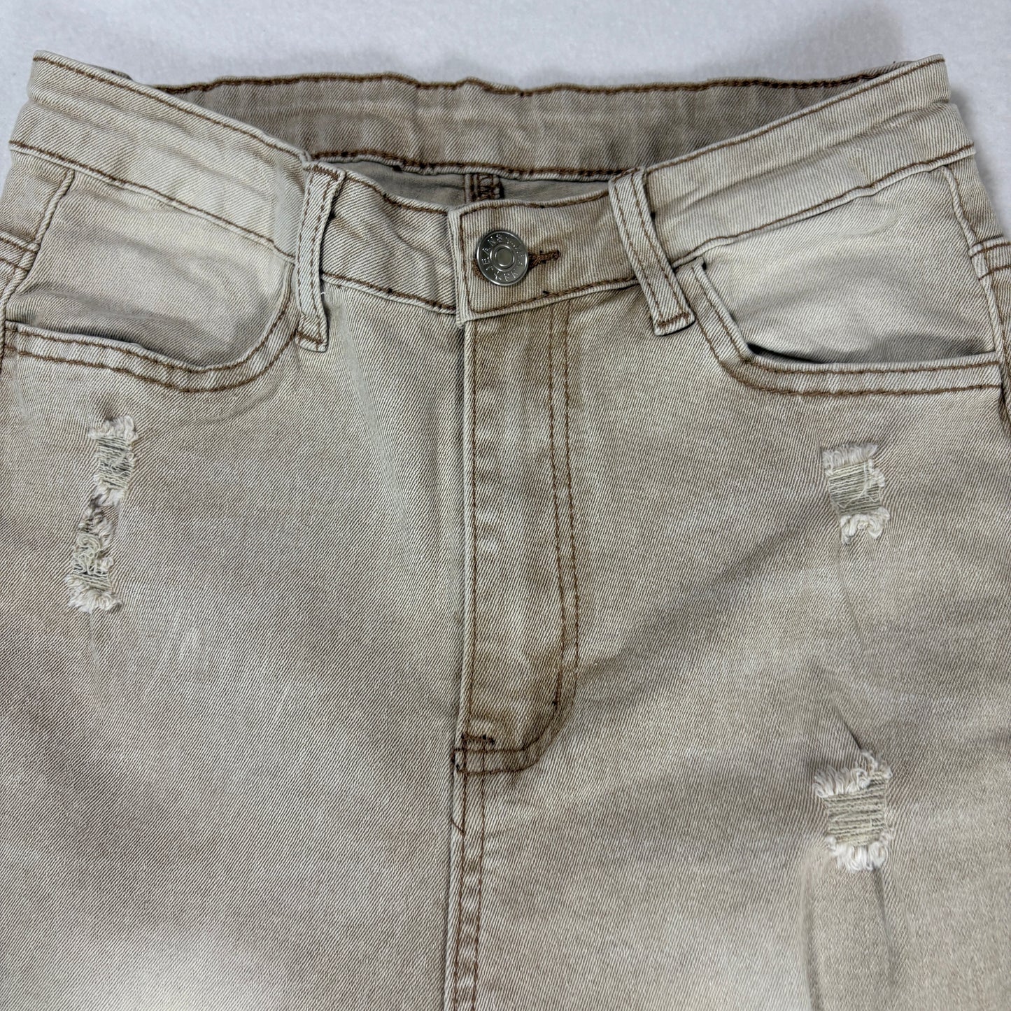 Womens Jeans Size 7 Beige Distressed High Rise Skinny Y2K Vintage Neutral Denim