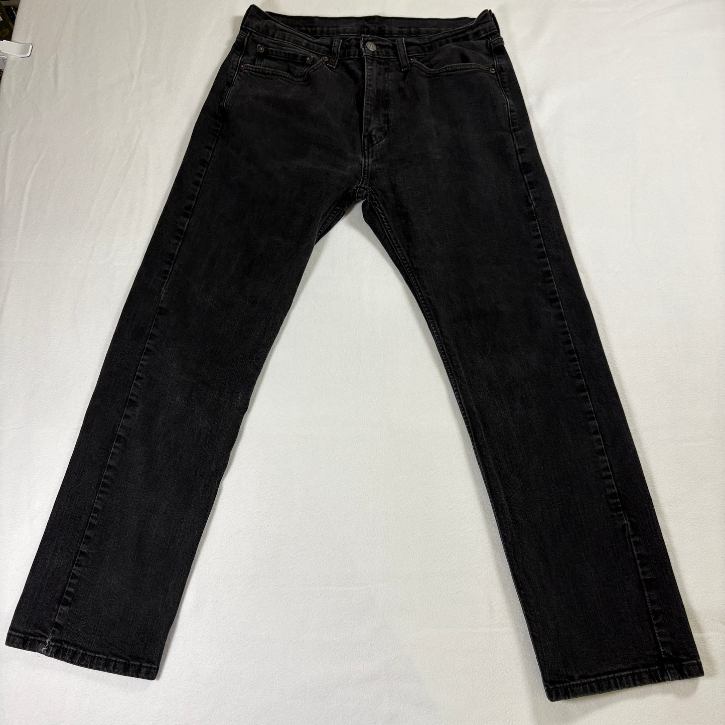 Levi’s 505 Mens Jeans Black Denim Straight Leg Stretch W32 L30 Mid Rise Classic Fit