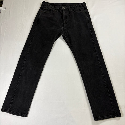 Levi’s 505 Mens Jeans Black Denim Straight Leg Stretch W32 L30 Mid Rise Classic Fit