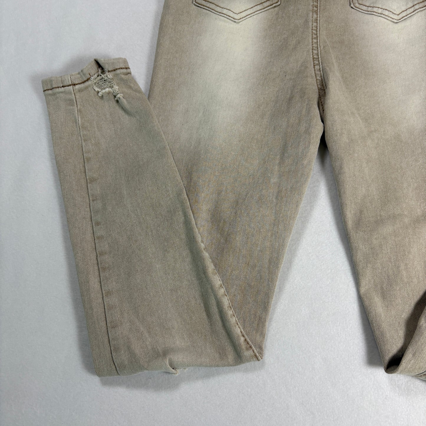 Womens Jeans Size 7 Beige Distressed High Rise Skinny Y2K Vintage Neutral Denim