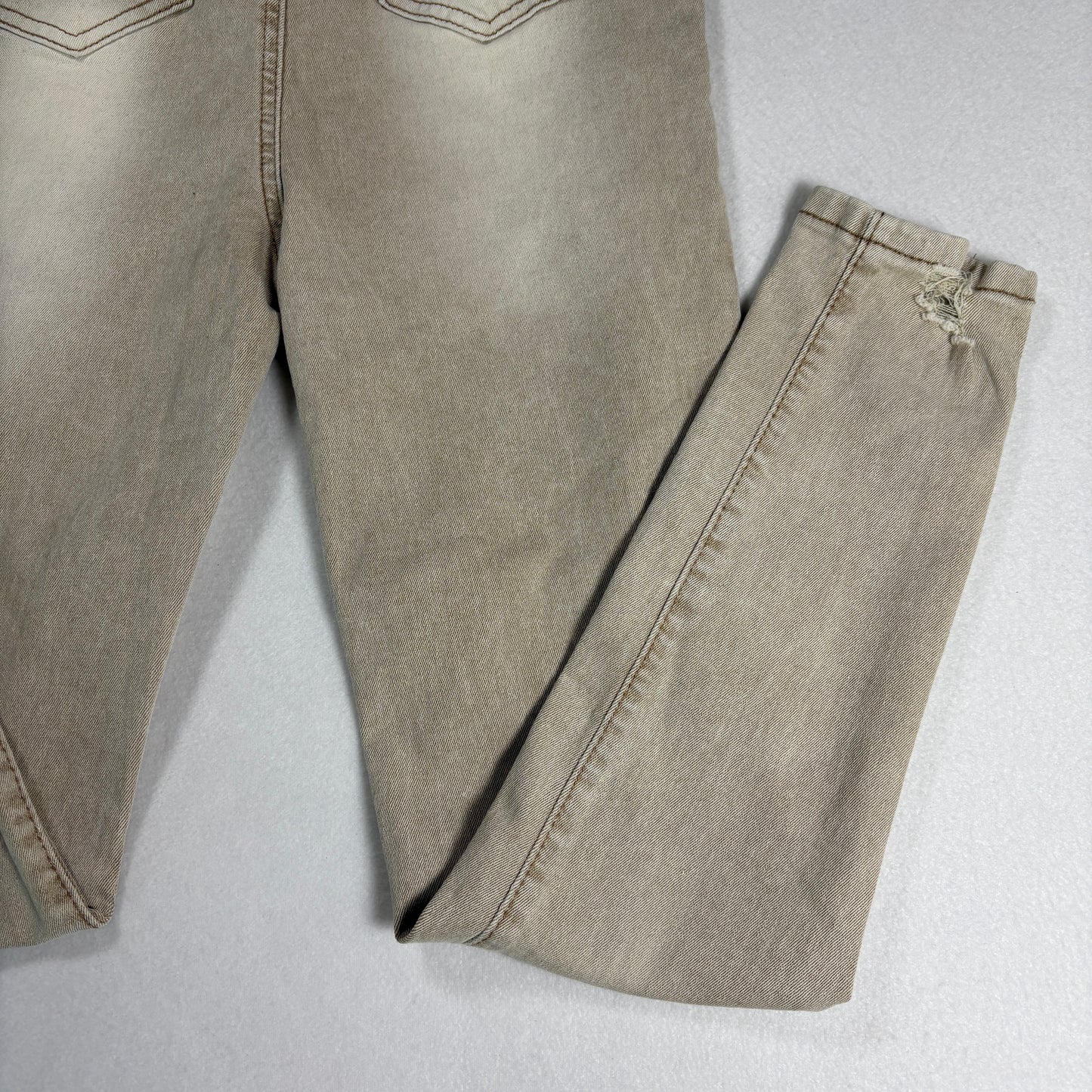 Womens Jeans Size 7 Beige Distressed High Rise Skinny Y2K Vintage Neutral Denim