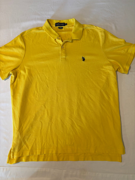 U.S. Polo Assn. Men's Polo Shirt XL Yellow Performance Pique Casual Classic Fit