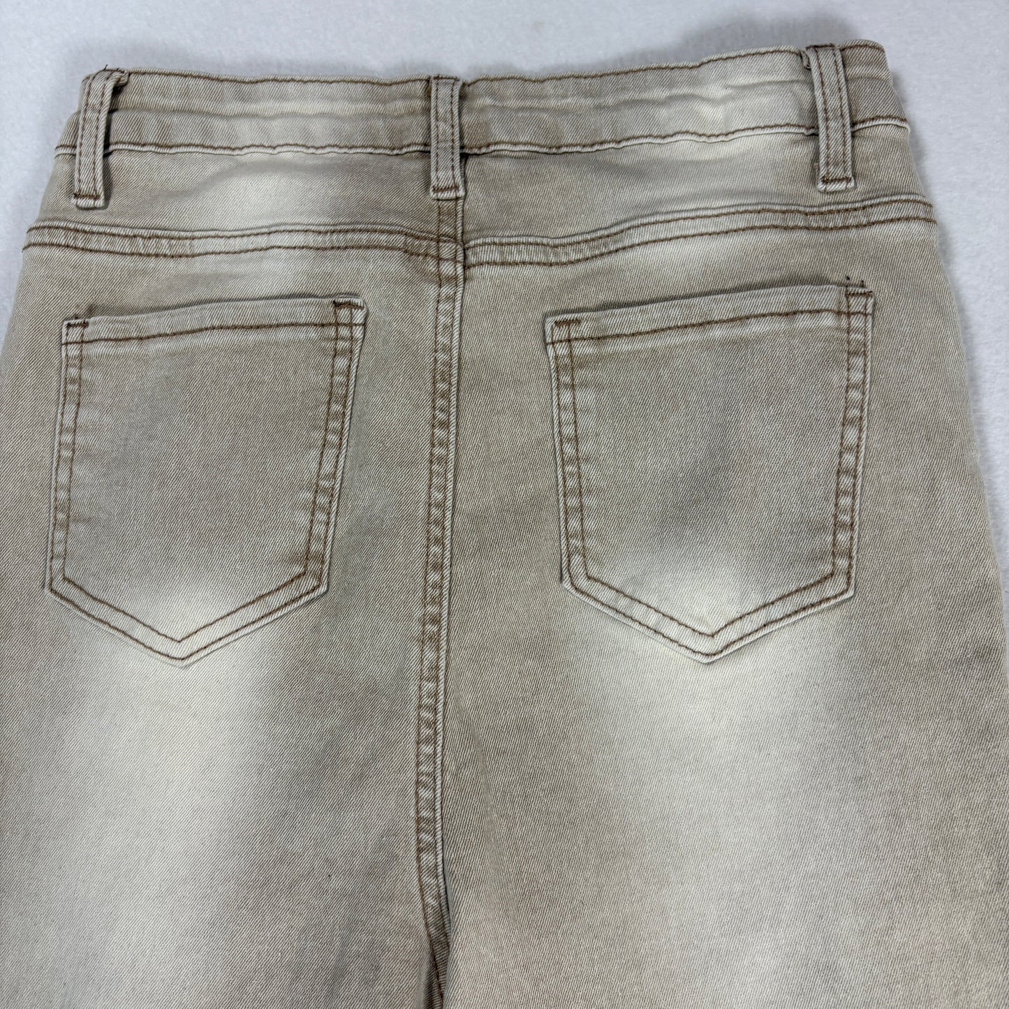 Womens Jeans Size 7 Beige Distressed High Rise Skinny Y2K Vintage Neutral Denim
