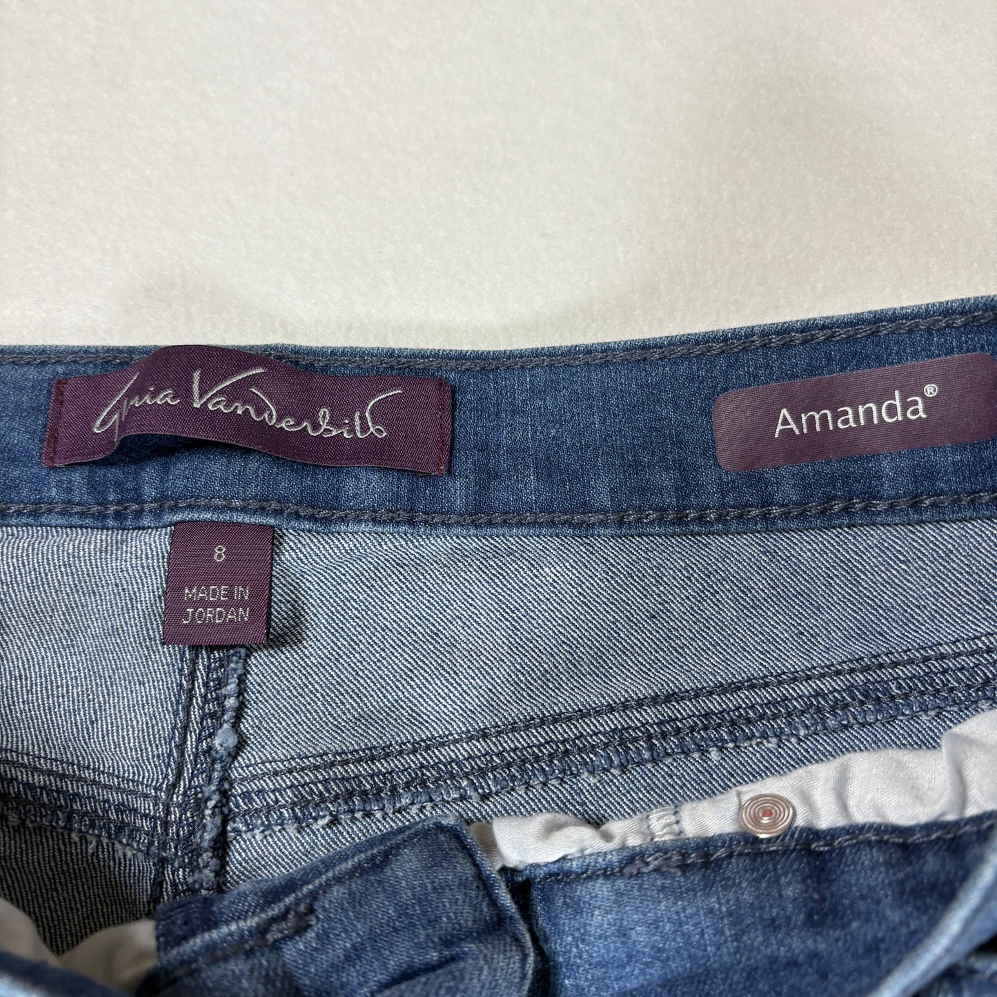 Gloria Vanderbilt Womens Jeans Size 8 Amanda High Rise Straight Blue Denim Classic