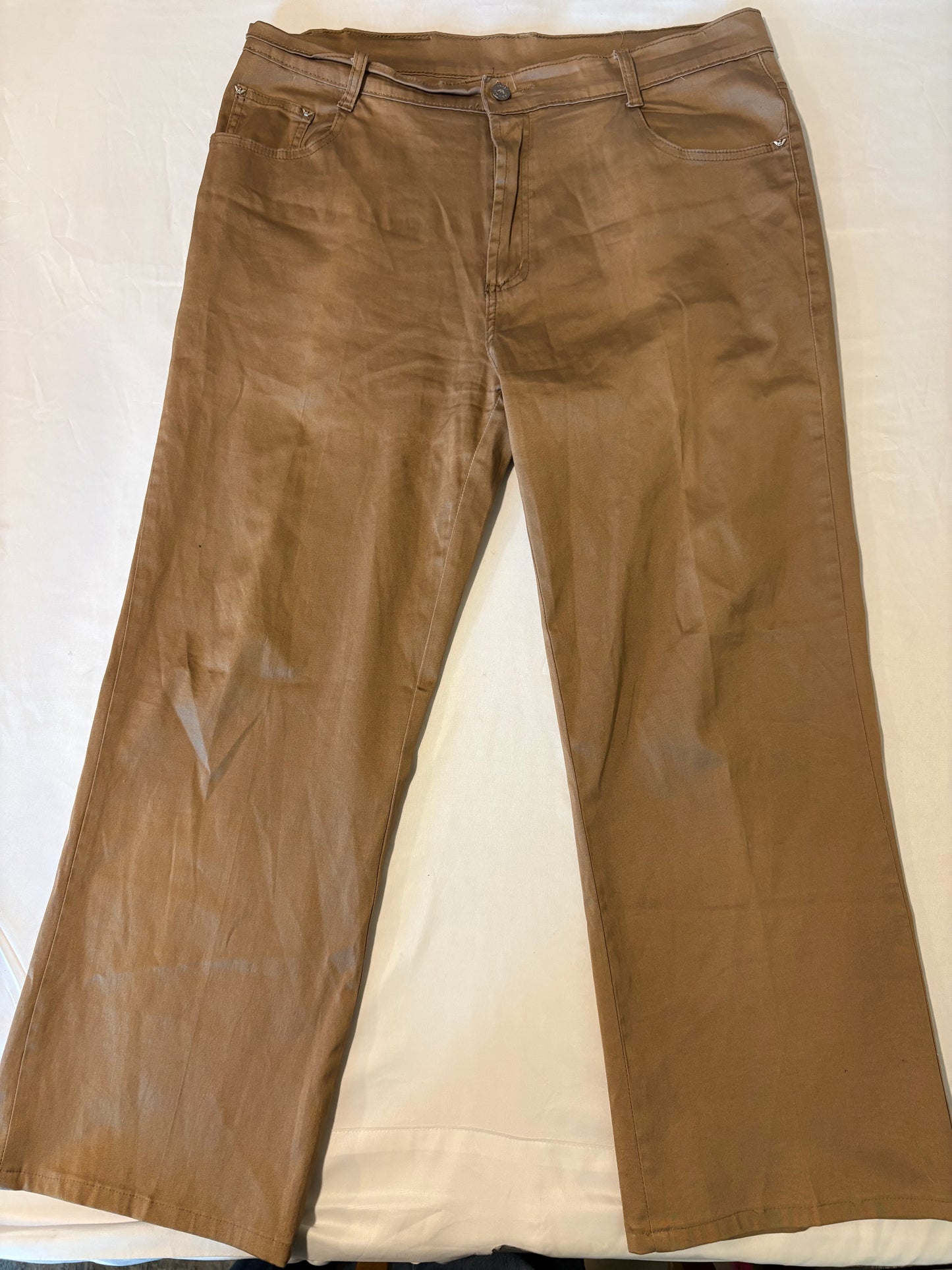 Emporio Armani Jeans Mens 40 Tan Stretch Cotton Pants GA Logo Slim Fit Casual