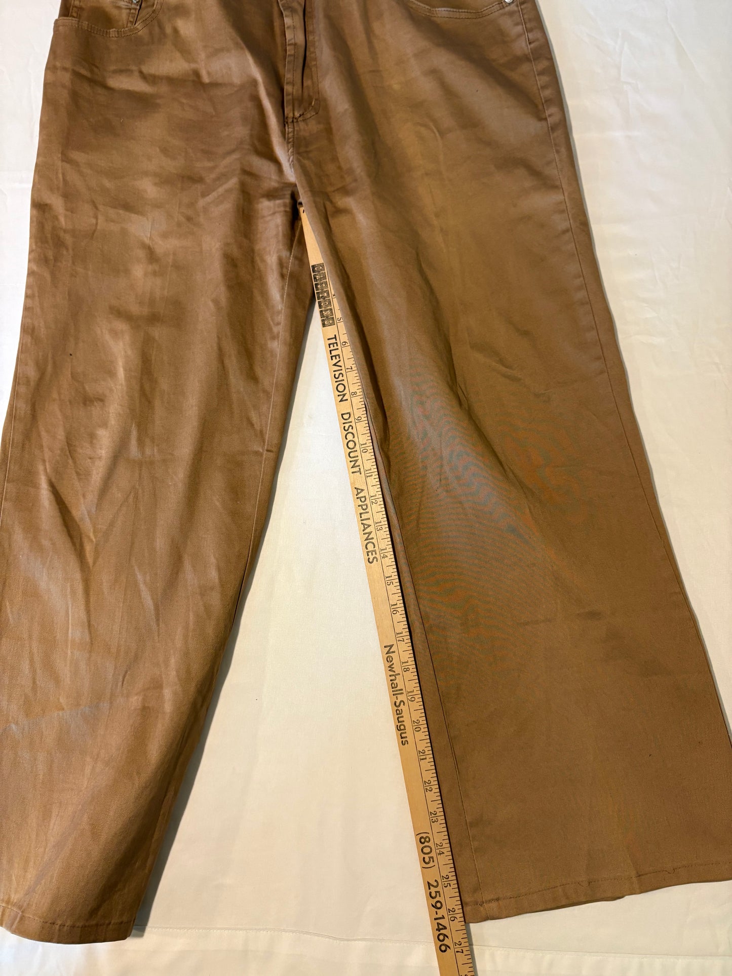 Emporio Armani Jeans Mens 40 Tan Stretch Cotton Pants GA Logo Slim Fit Casual