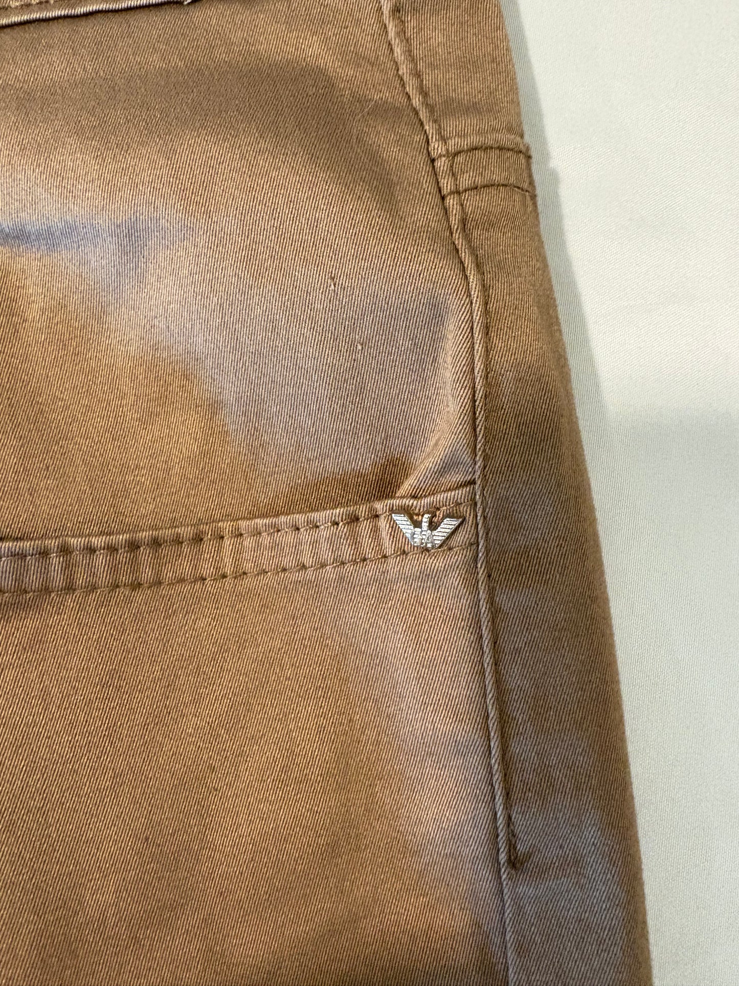 Emporio Armani Jeans Mens 40 Tan Stretch Cotton Pants GA Logo Slim Fit Casual