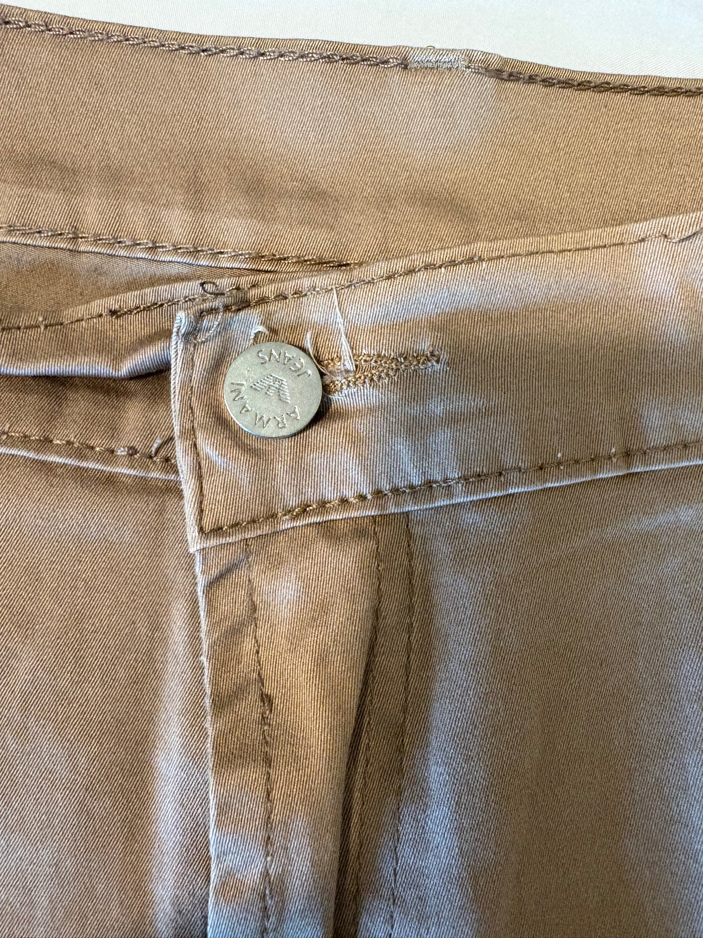 Emporio Armani Jeans Mens 40 Tan Stretch Cotton Pants GA Logo Slim Fit Casual