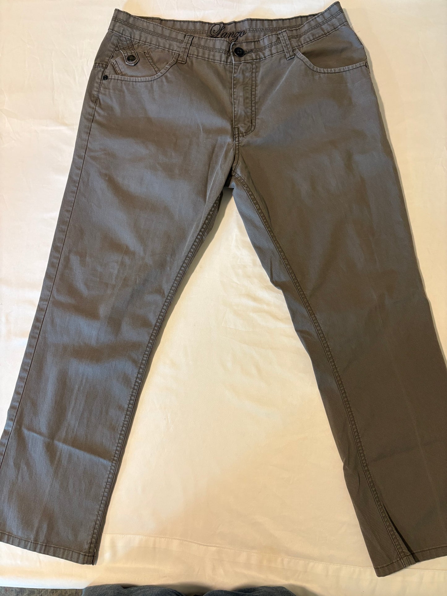 Lanzo Men's Pants 34x30 Gray Modern Fit Stretch Casual Straight Leg Designer