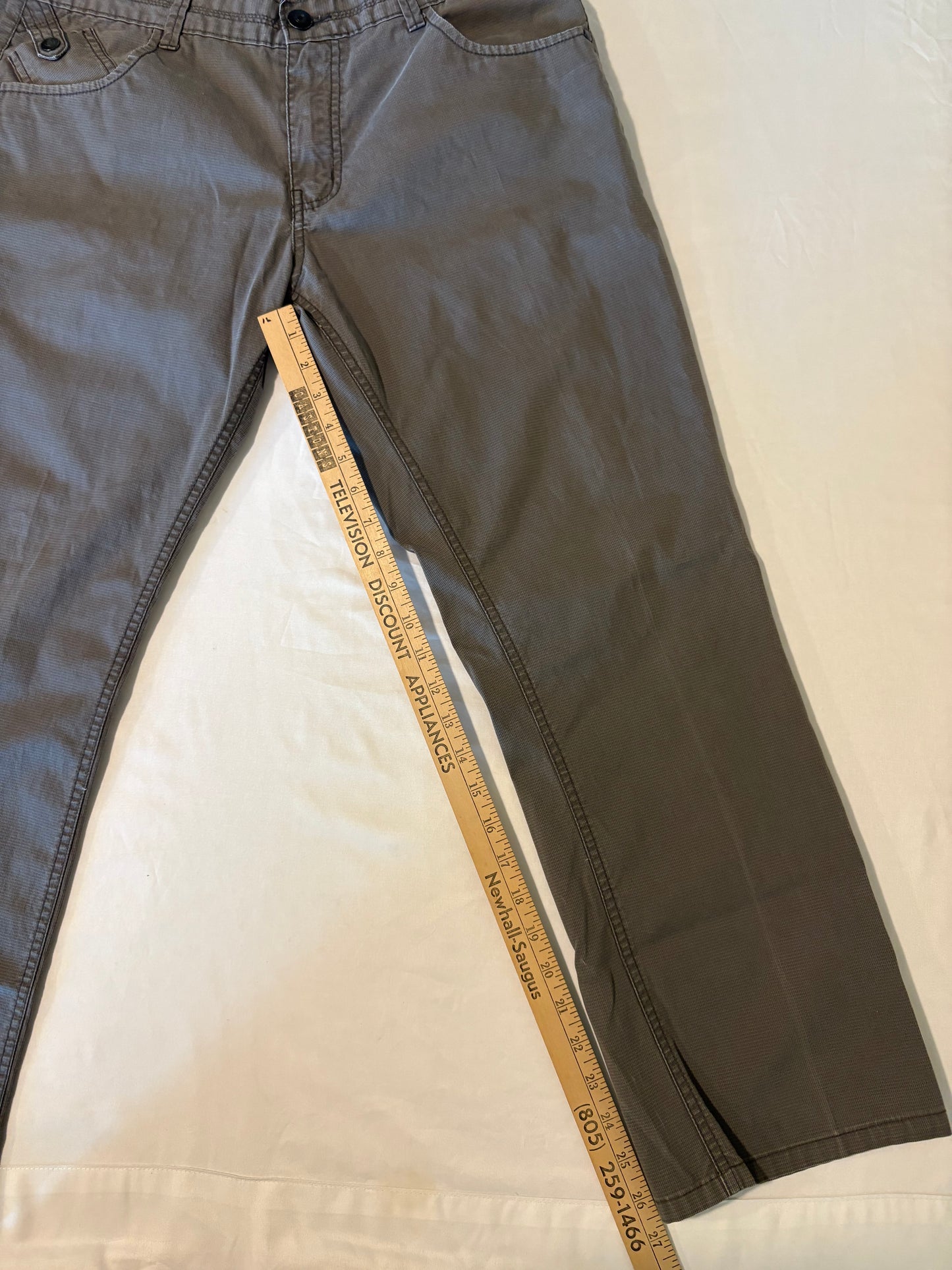 Lanzo Men's Pants 34x30 Gray Modern Fit Stretch Casual Straight Leg Designer