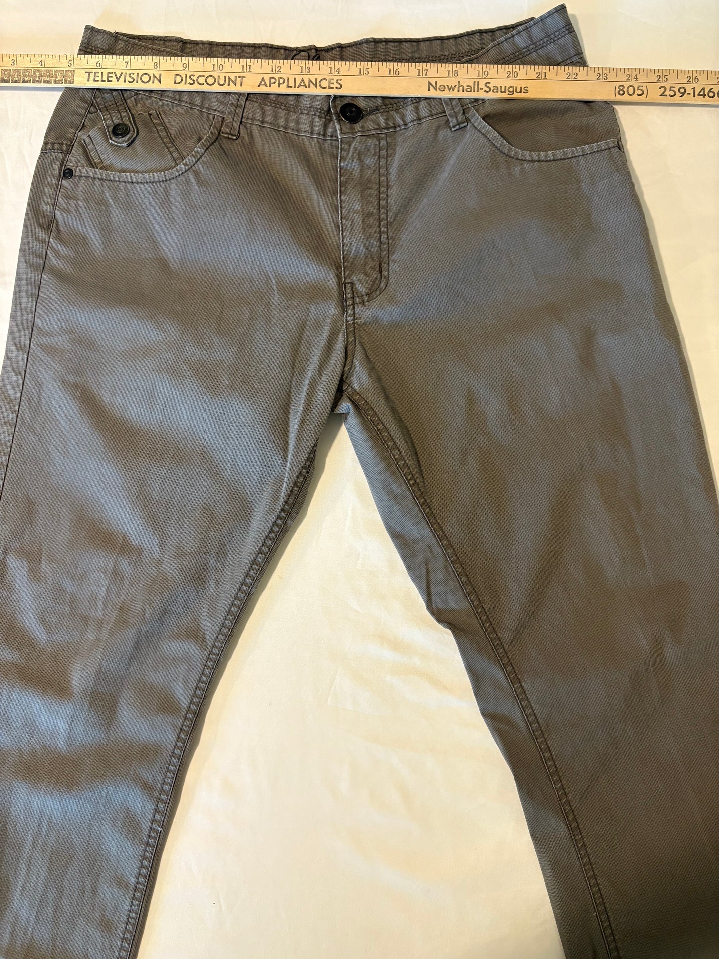 Lanzo Men's Pants 34x30 Gray Modern Fit Stretch Casual Straight Leg Designer