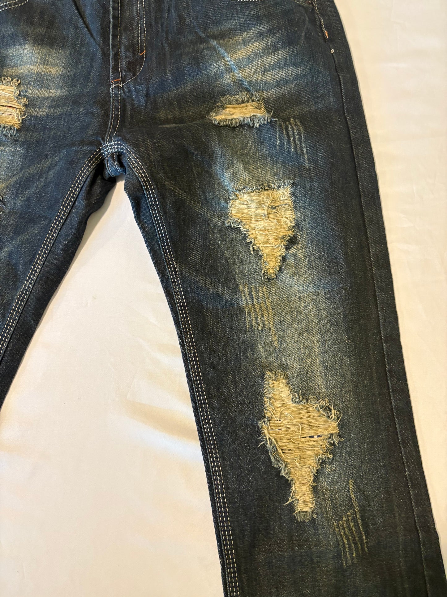 Fashion Collection Jeans Mens 36 Distressed Patchwork Ripped Denim Streetwear