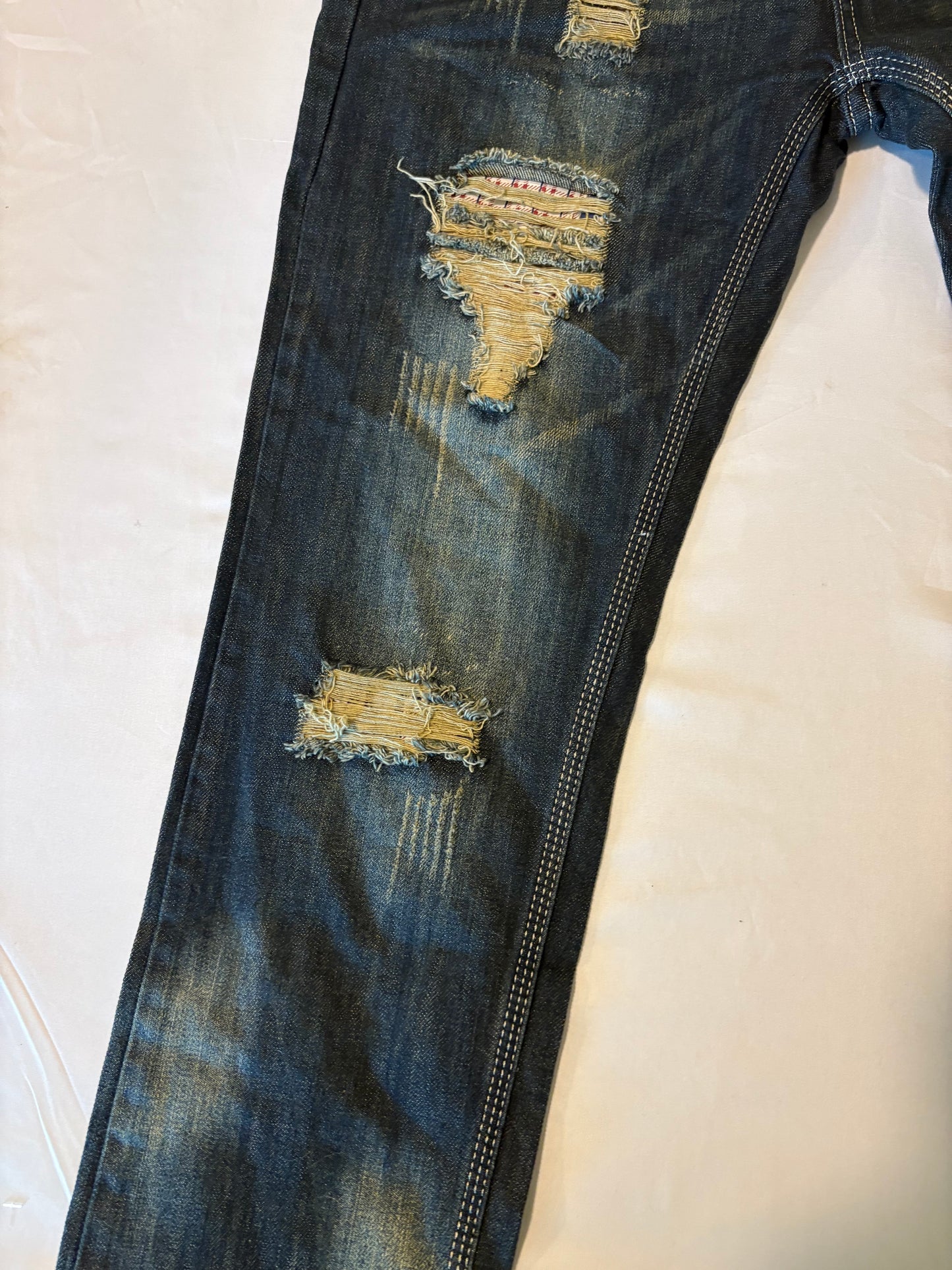 Fashion Collection Jeans Mens 36 Distressed Patchwork Ripped Denim Streetwear