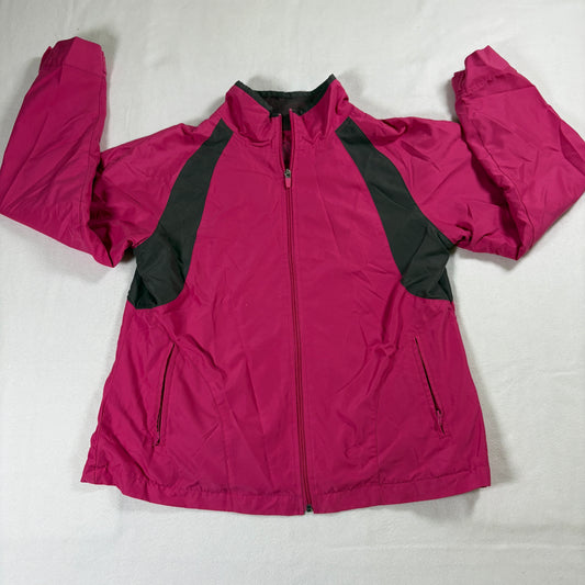 Tek Gear Jacket Womens Large Pink Black Full Zip Lightweight Windbreaker Outdoor