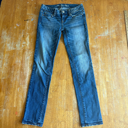 Skinny Jeans Stretch Denim American Eagle Low Rise Tag 0 Fits Like 26X28 Blue