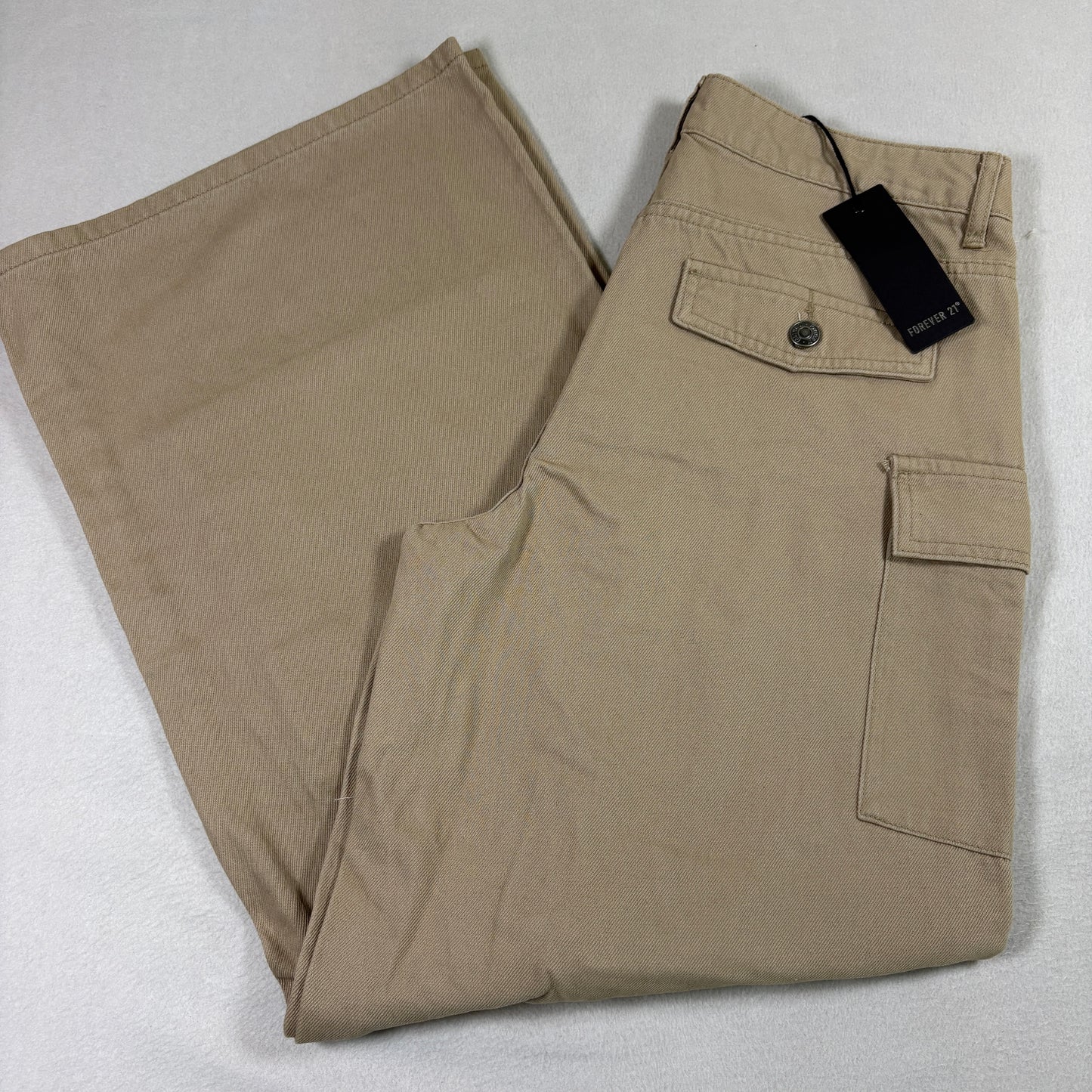 Forever 21 Womens Tan Cargo Pants Size Large NWT Baggy Y2K Utility Grunge