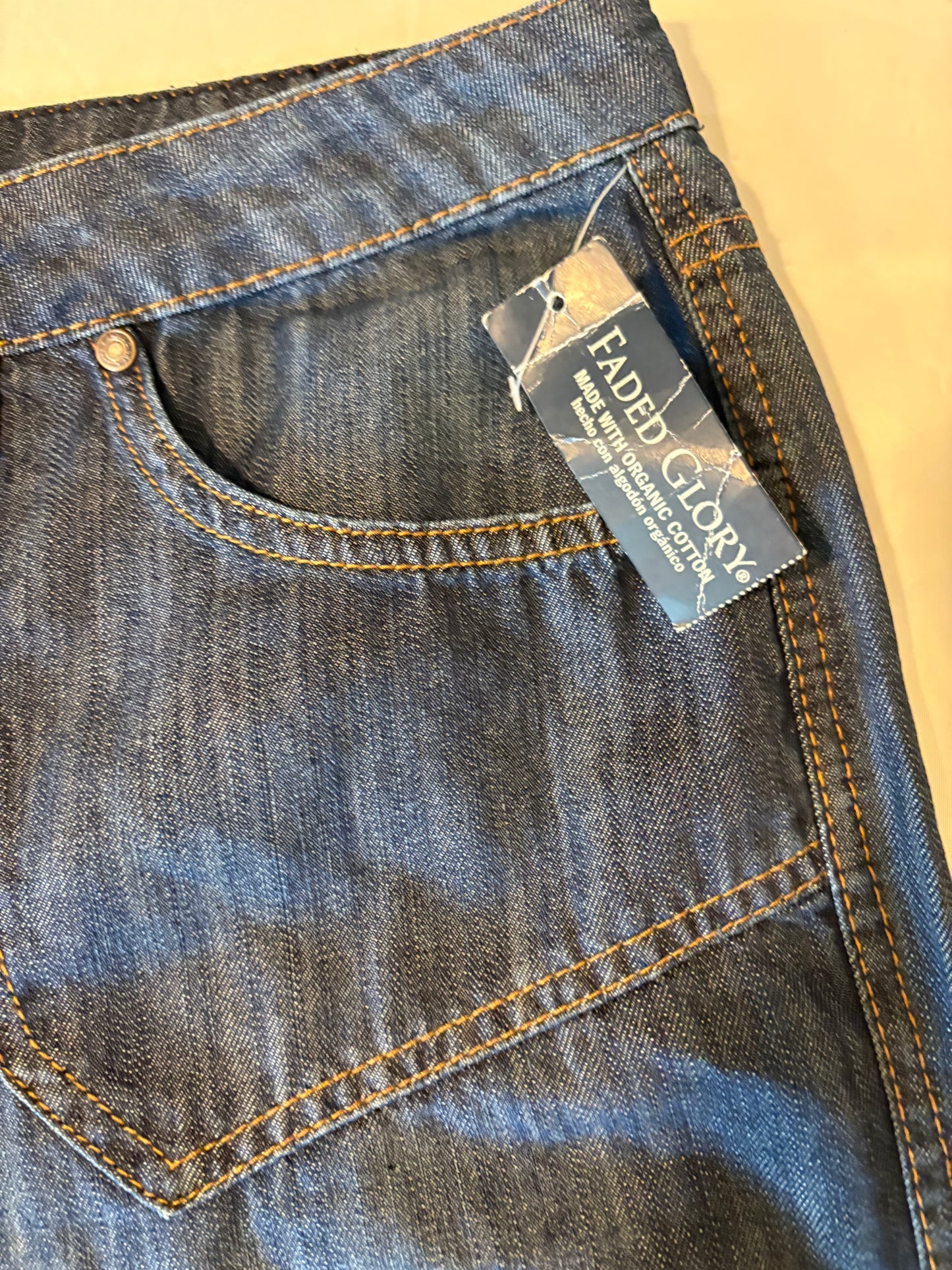 Faded Glory Women’s Jeans Size 14 ~34 Waist Organic Denim Straight Leg Dark Wash