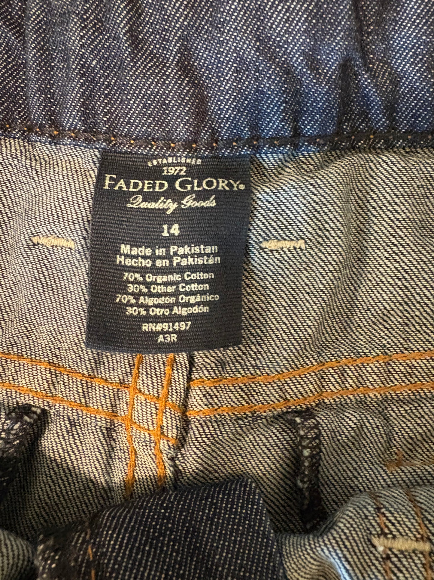 Faded Glory Women’s Jeans Size 14 ~34 Waist Organic Denim Straight Leg Dark Wash