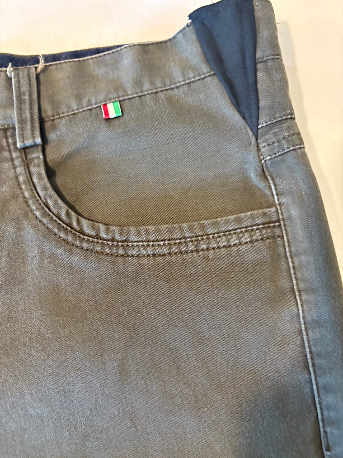 Moderno Men’s Olive Green Stretch Pants Size 36 Casual Cotton Blend