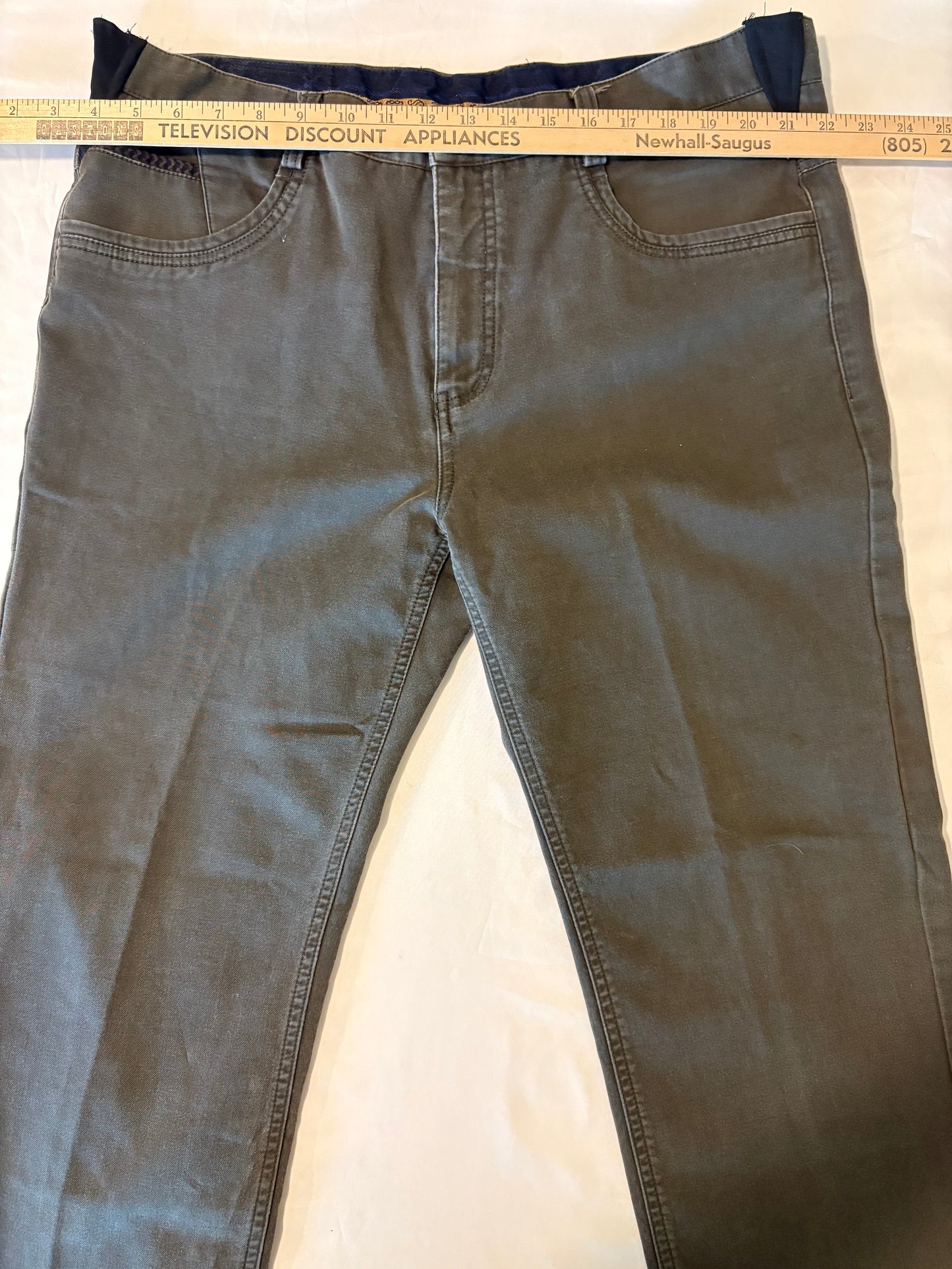 Moderno Men’s Olive Green Stretch Pants Size 36 Casual Cotton Blend