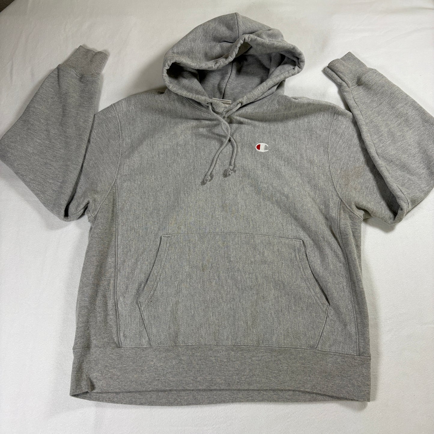Champion Reverse Weave Hoodie Mens Large Gray Pullover Fleece Vintage Style