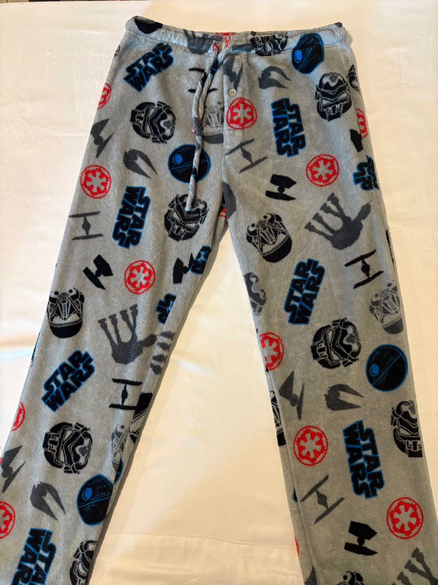 Star Wars Men’s Lounge Pants Size L Gray Fleece Pajamas Sith Trooper Ships