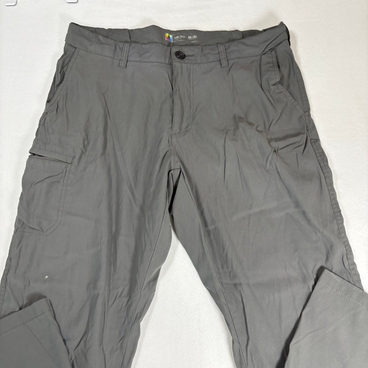 LB Tech Mens Pants 36x30 Classic Fit Gray Casual Chino Lightweight