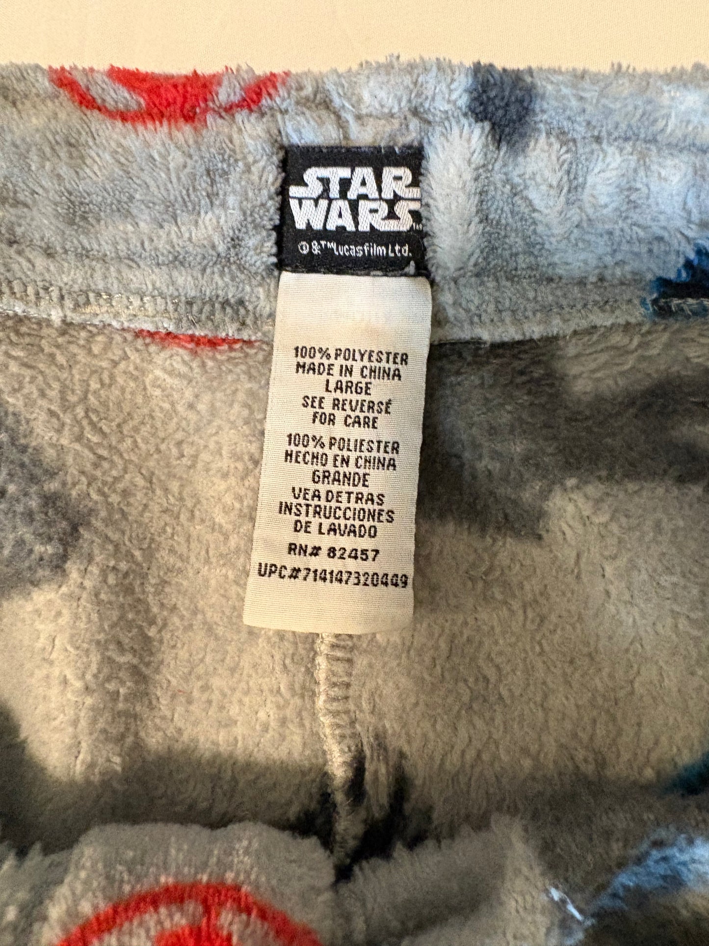 Star Wars Men’s Lounge Pants Size L Gray Fleece Pajamas Sith Trooper Ships