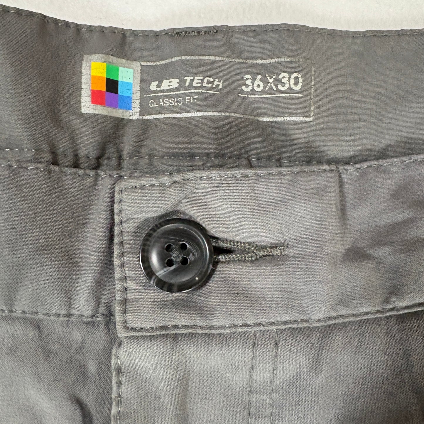 LB Tech Mens Pants 36x30 Classic Fit Gray Casual Chino Lightweight