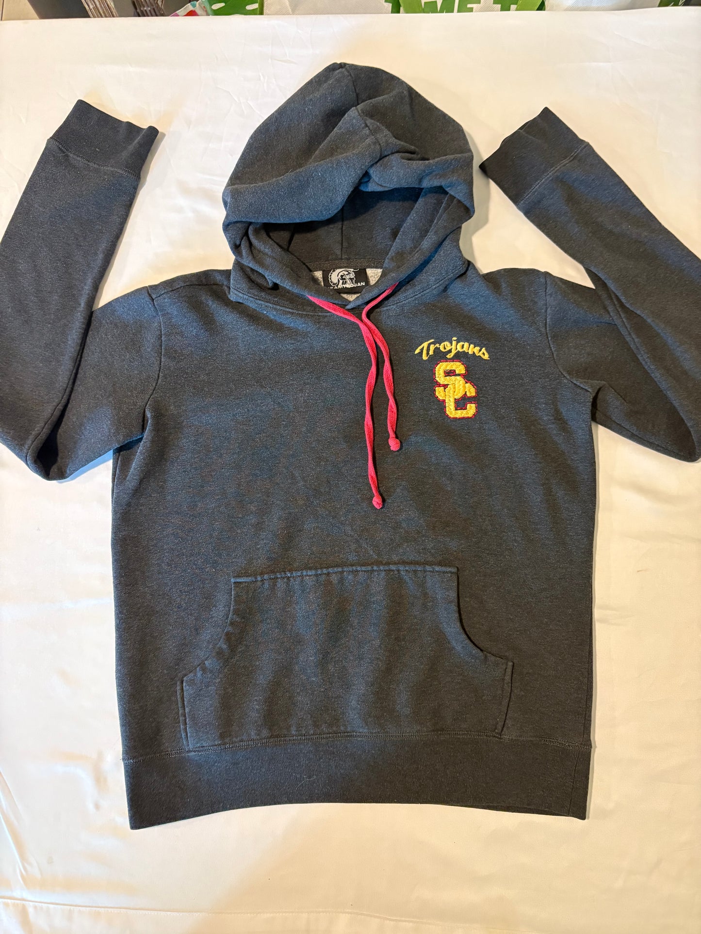 USC Trojans Team Trojan Hoodie XL Gray Embroidered Pullover Sweatshirt Men’s