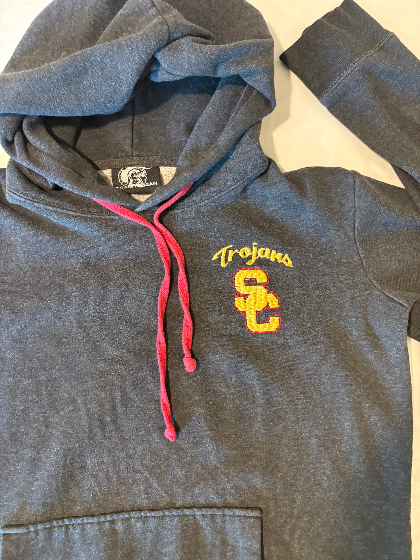 USC Trojans Team Trojan Hoodie XL Gray Embroidered Pullover Sweatshirt Men’s