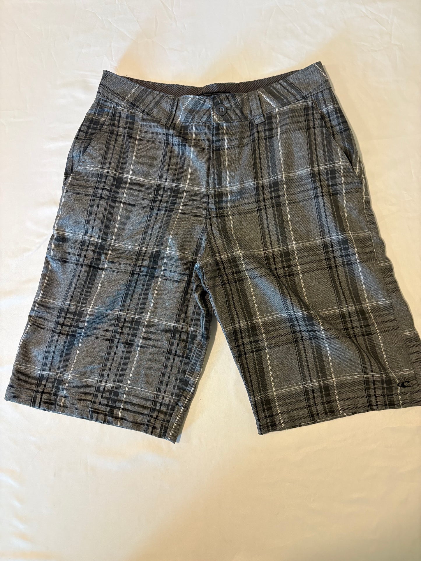 O’Neill Men’s Plaid Shorts Gray Size 30 Walk Shorts Classic Fit Surf Style