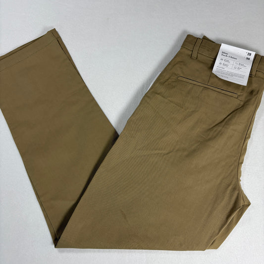 NWT Goodfellow & Co Mens Chino Pants 28x30 Slim Tech Khaki Stretch Wrinkle Resist