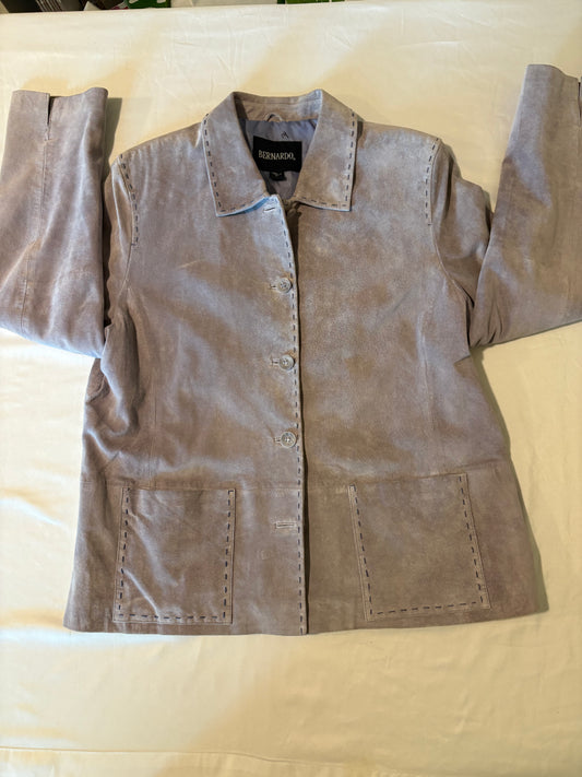 Bernardo Women's XL Genuine Leather Jacket Tan Suede Look Front Pockets