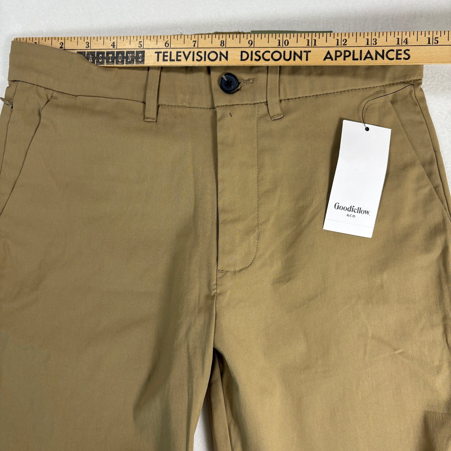 NWT Goodfellow & Co Mens Chino Pants 28x30 Slim Tech Khaki Stretch Wrinkle Resist