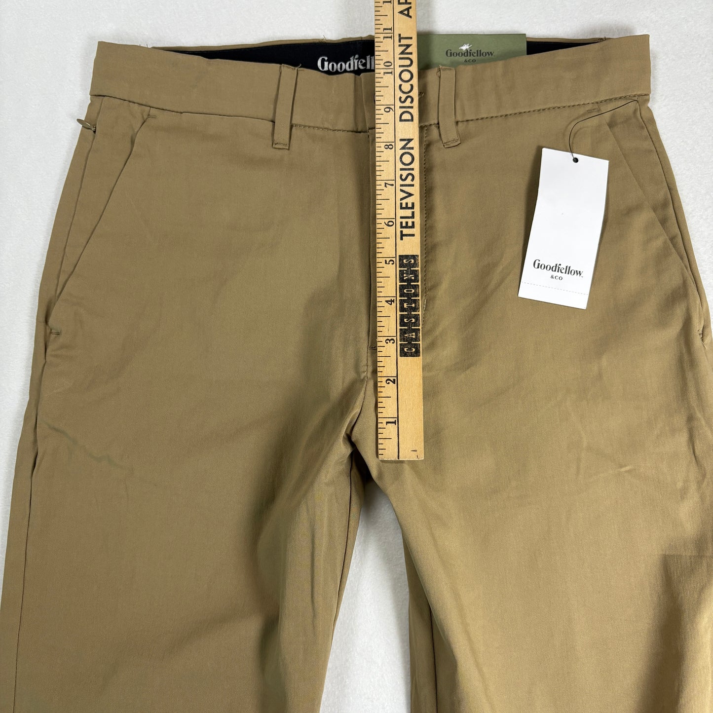 NWT Goodfellow & Co Mens Chino Pants 28x30 Slim Tech Khaki Stretch Wrinkle Resist