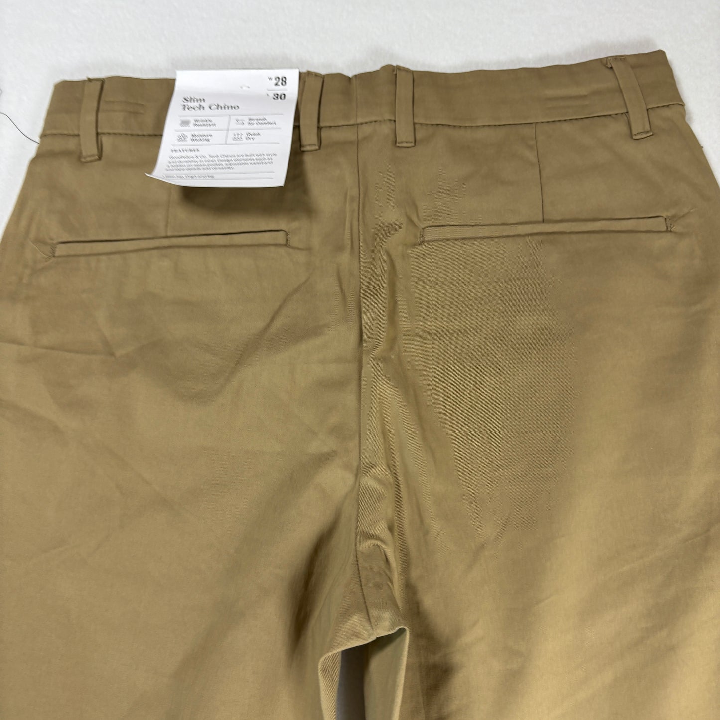 NWT Goodfellow & Co Mens Chino Pants 28x30 Slim Tech Khaki Stretch Wrinkle Resist