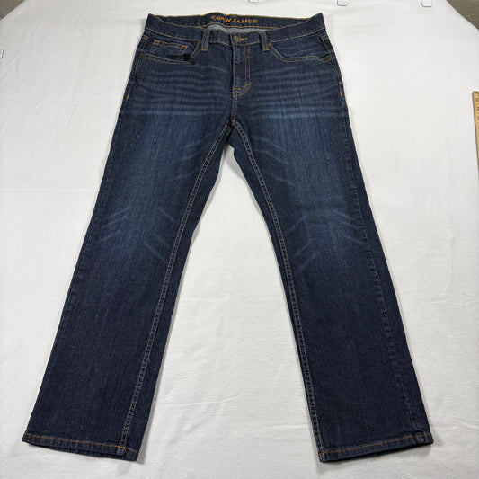 Dark Wash Mens Jeans 34x30 Straight Leg Stretch Vintage Y2K Grunge Denim