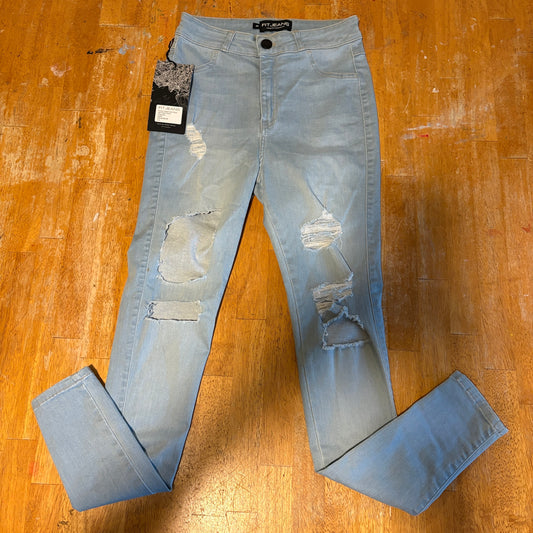 Distressed Skinny High Waisted Jeans Women Tag M Fits Like 25X29 Light Wash