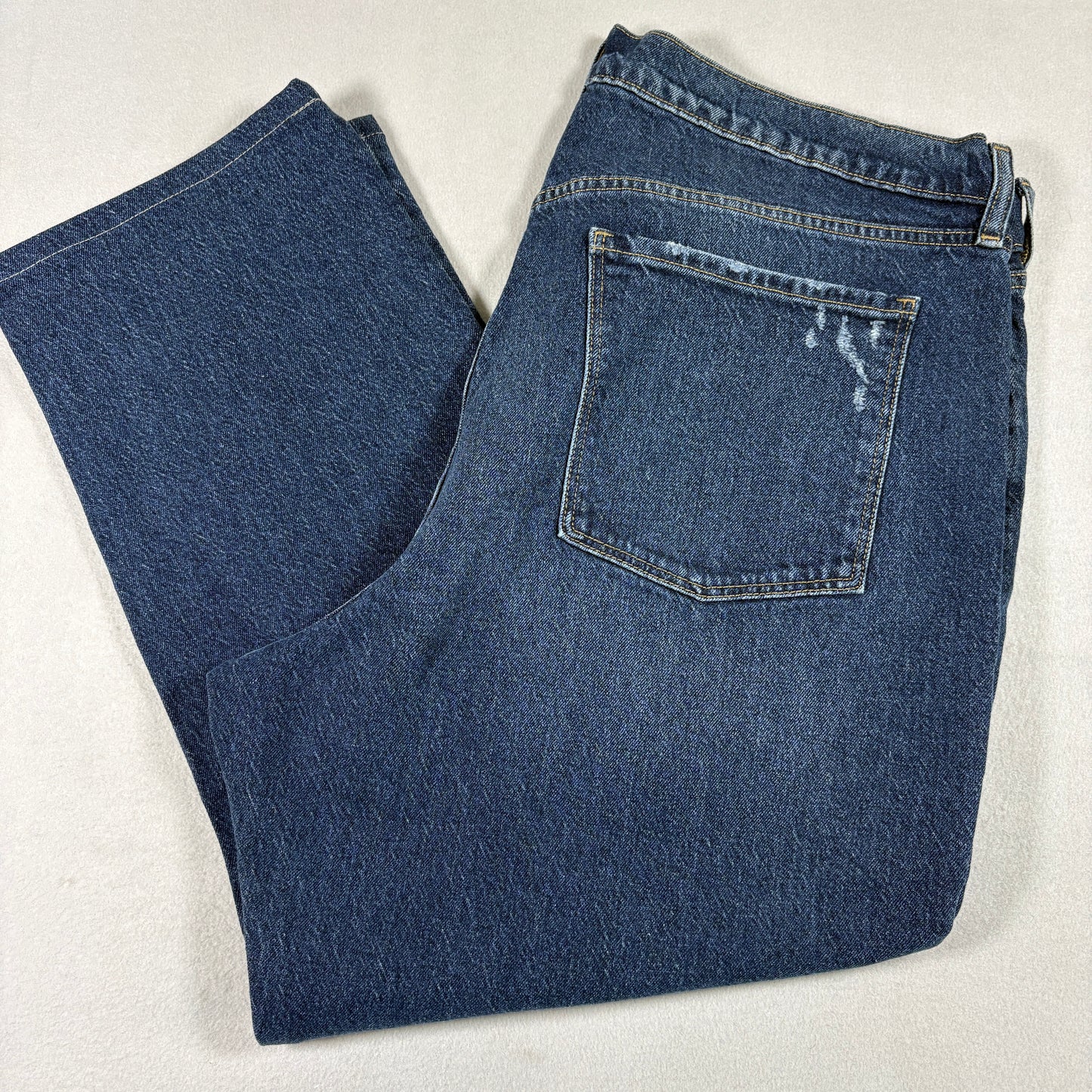 Old Navy Womens 18 High Rise Slouchy Straight Jeans Distressed Grunge Denim