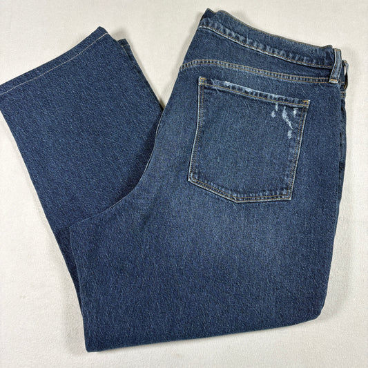 Old Navy Womens 18 High Rise Slouchy Straight Jeans Distressed Grunge Denim