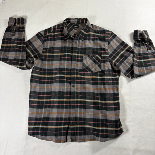 O'Neill Mens XL Plaid Flannel Button Up Shirt Long Sleeve Cotton Stretch