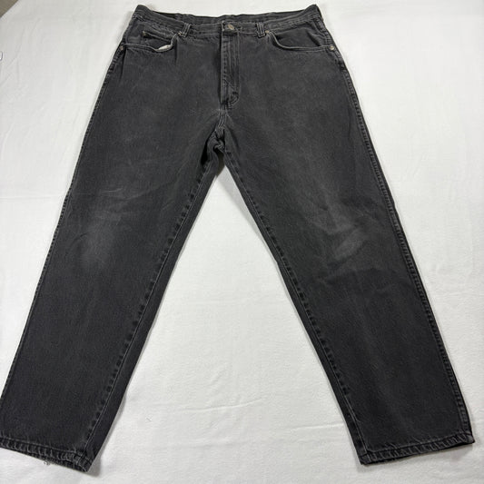 Wrangler Mens Jeans 36x30 Black Wash Cowboy Straight Leg Vintage Grunge Denim