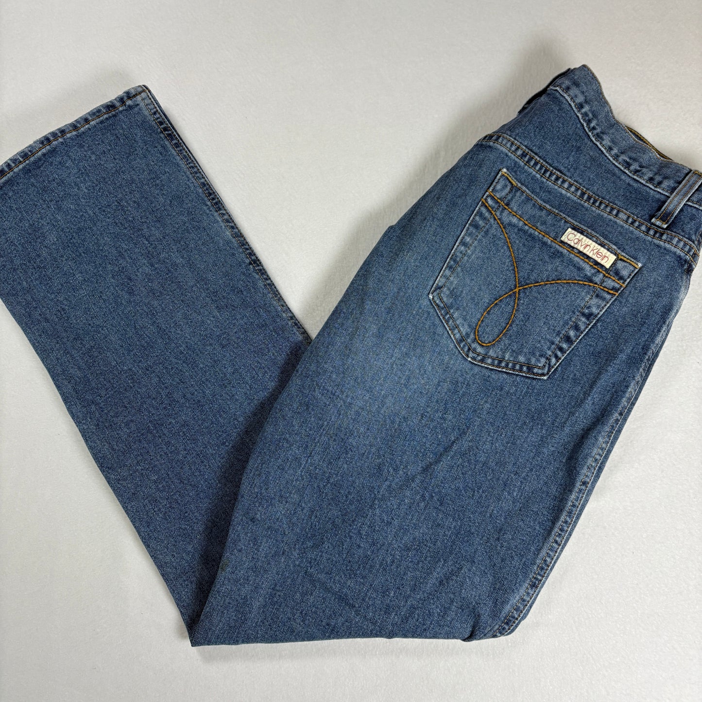Calvin Klein Womens Jeans Sz 10 Blue Y2K 90s High Rise Straight Denim Vintage